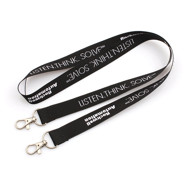 Popular custom double ended thick woven lanyard