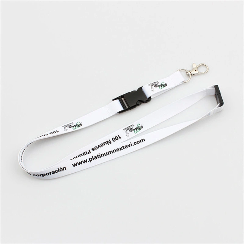 Promotional Custom Logo Neck Heated Transfer Printing Polyester Lanyard With Plastic Hook