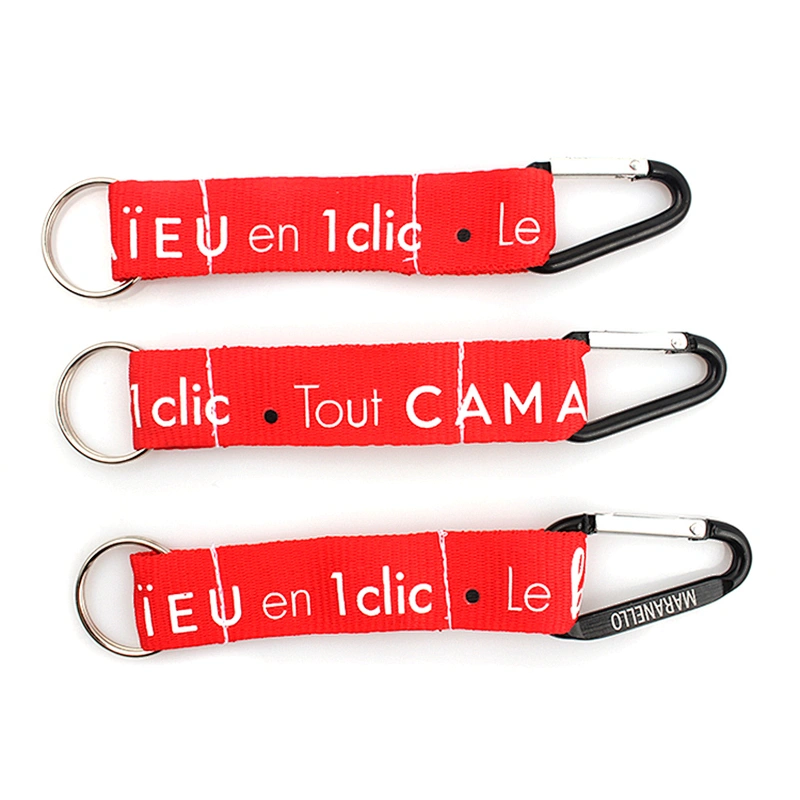 Eco-friendly promotional custom carabiner short lanyard with strap keying