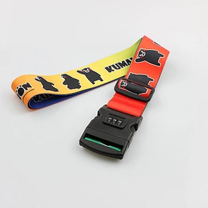 Cheap Polyester Printed Custom Logo Travel Luggage Belt With Plastic Coded Lock
