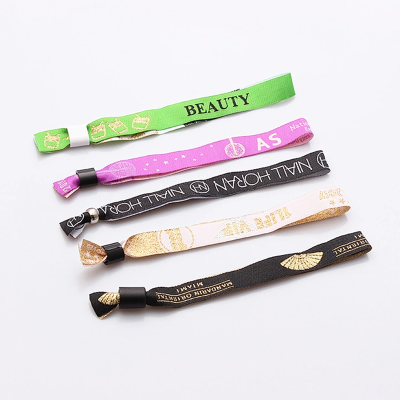 Promotion Custom Festival Woven Fabric Gold Wristbands For Concert