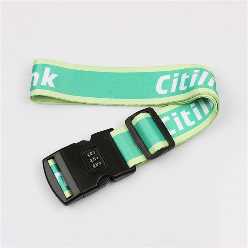 Eco-friendly luggage strap with digital lock polyester printing suitcase strap