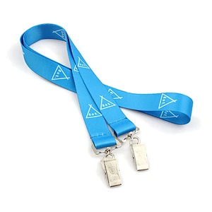 Custom retractable lanyard with double metal clip for sports