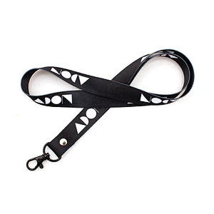 Customized logo fashionable heat transfer printed neck strap black key lanyard keychain holder