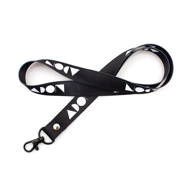 Customized logo fashionable heat transfer printed neck strap black key lanyard keychain holder