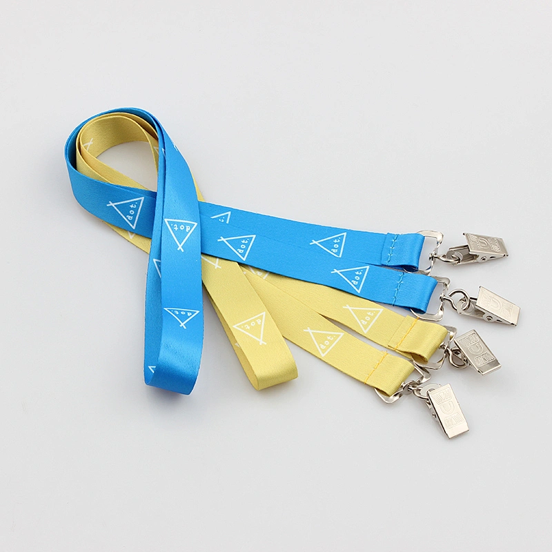 Custom high quality printed logo neck lanyard with double clip