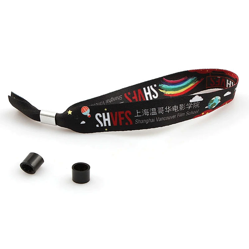 Cheap custom multi color plastic lock festival fabric wristband