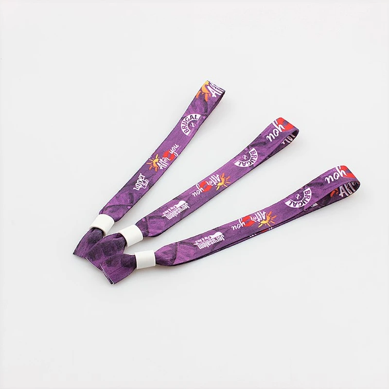 Slide lock customized printed polyester fabric colorful wristband