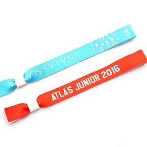 Cheap charity textile security festival cloth woven wristband with logo custom
