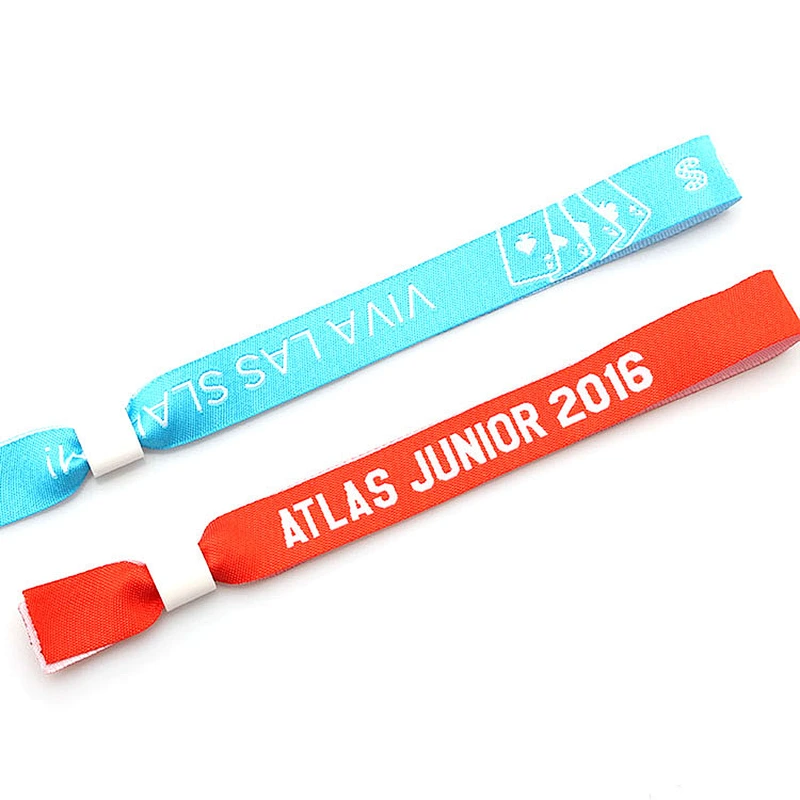 Cheap charity textile security festival cloth woven wristband with logo custom