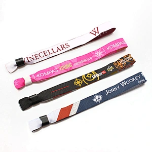 One Time Use Woven Club Rfid Elastic Wristband With Plastic Slider