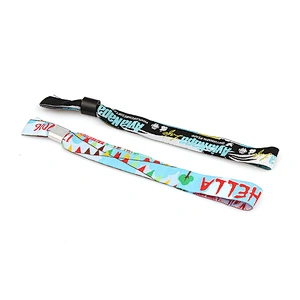 Adjustable Custom Festival Cloth Polyester Woven Fabric Concert Wristbands With Buckle