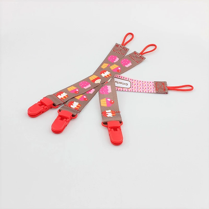 Eco-friendly custom polyester sublimation pacifier clip baby strap