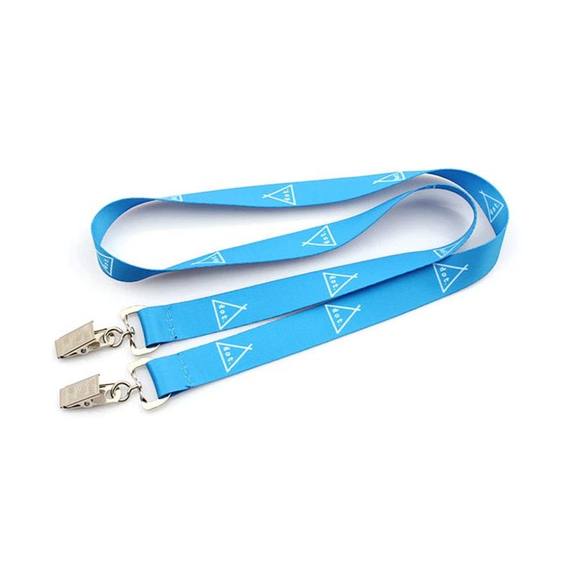 Custom retractable lanyard with double metal clip for sports