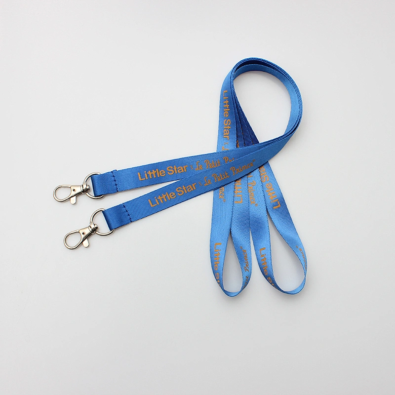 Custom logo promotional polyester neck lanyard with release buckle and metal hook