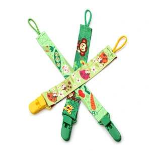 2019 eco-friendly cotton fabric baby boy pacifier holder clip