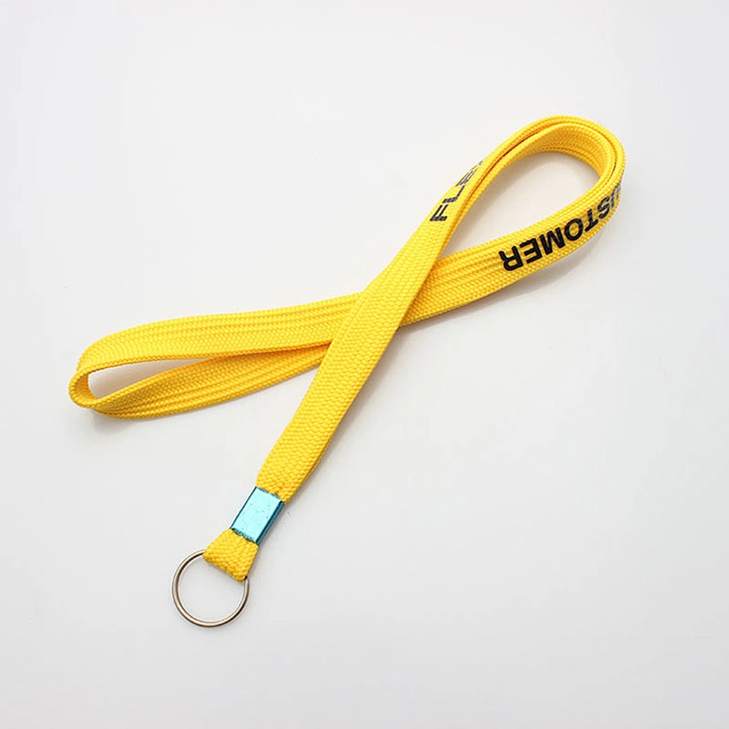 Manufacturer cheap nylon material yellow lanyard personalized badge holder