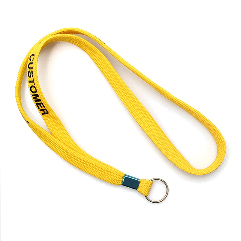 Manufacturer cheap nylon material yellow lanyard personalized badge holder