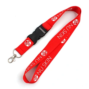 Hot sale polyester printed retractable plastic buckle lanyard with metal hook