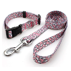 Custom Polyester Heat Transfer Printing Dog Collar and Leash Set