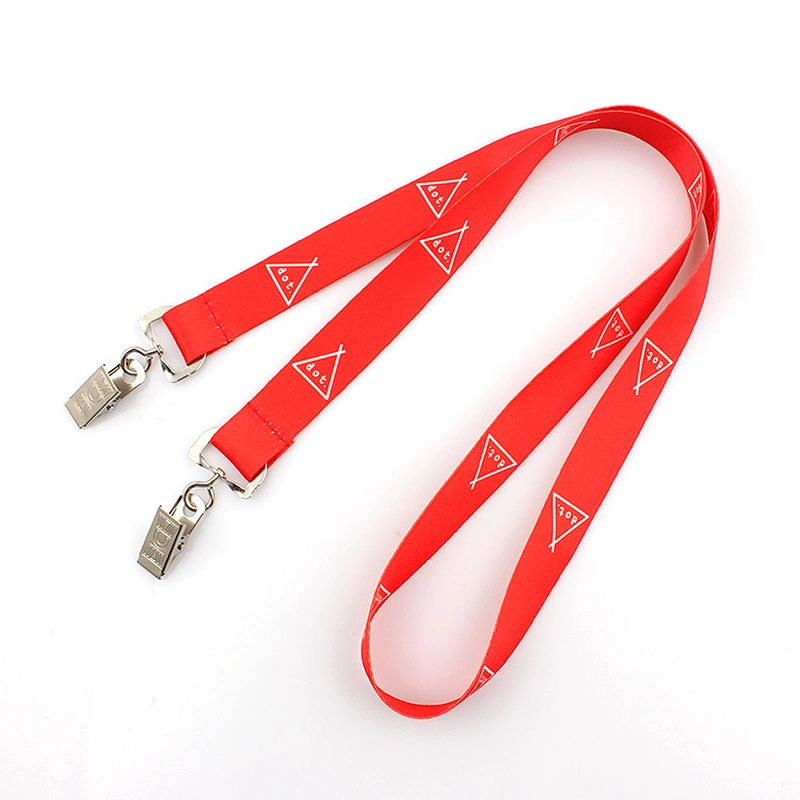 Wholesale Customized Polyester Double Clip Lanyard Free Sample