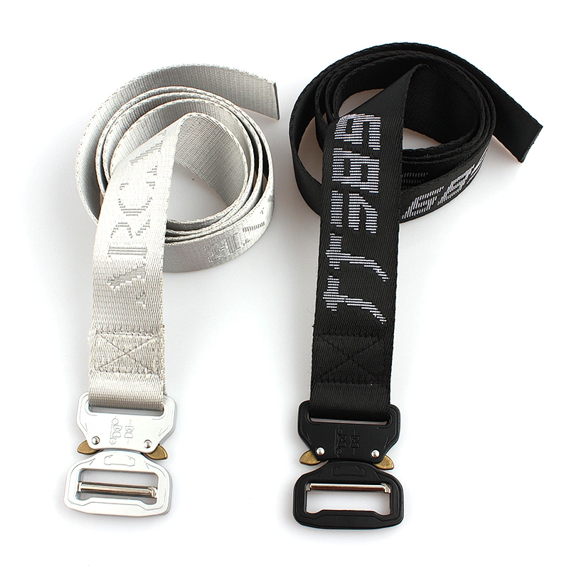 Fashion nylon custom logo fabric woven men belt