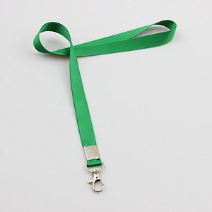 2019 pure green color polyester lanyard with metal hook for kids