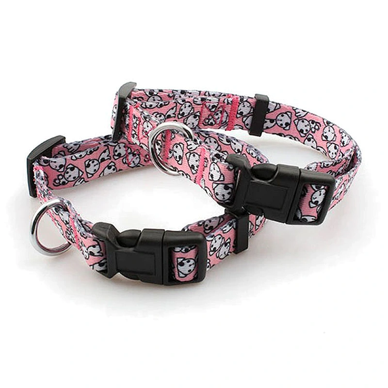 Adjustable decorative polyester dog collar with breakaway bickle