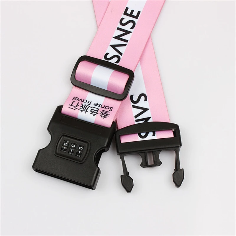 New polyester long cross free design logo printed luggage belt with code lock