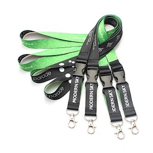 Custom logo polyester remove lanyard with breakaway buckle