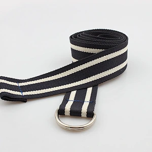 Fashion polyester webbing adjustable belt with metal buckle