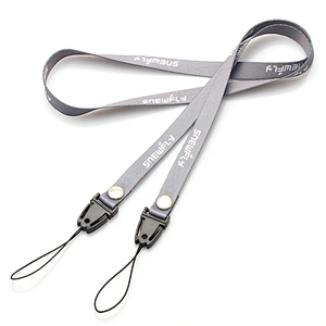 Gray thin cheap custom printed polyester neck lanyard for business card