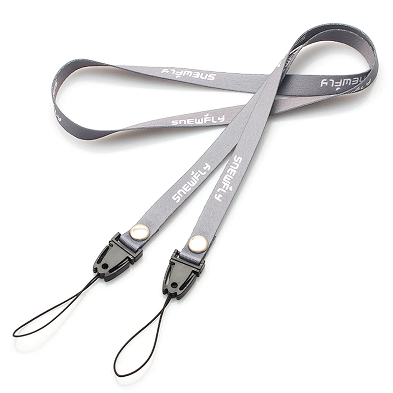 Gray thin cheap custom printed polyester neck lanyard for business card