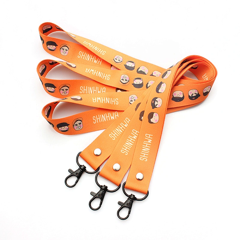 Promotional custom design cheap printed polyester metal hooks lanyard