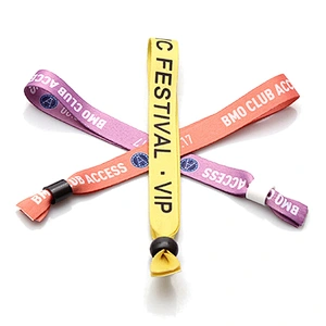 Promotional polyester admission wristbands with plastic hook for event