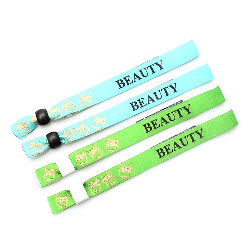 China polyester customized festival woven wristbands with one time slider buckle