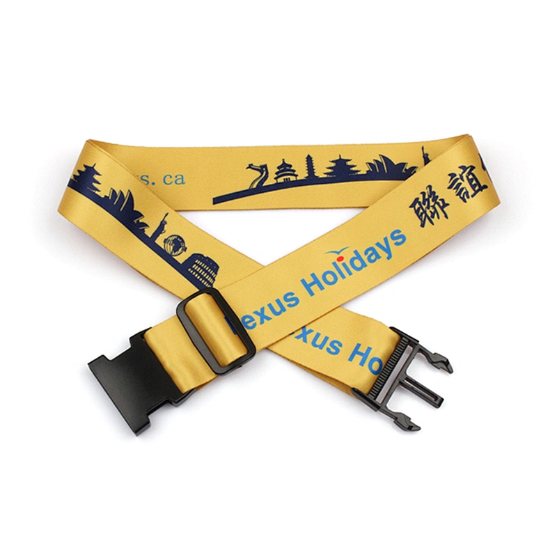 Customized printing adjustable travel airport luggage belt with buckle