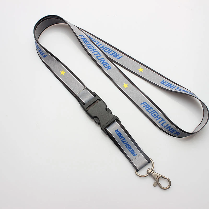 Custom polyester thick black webbing reflective lanyard for camera