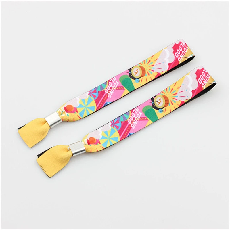 Hot sale custom logo printed cloth adjustable festival bracelet