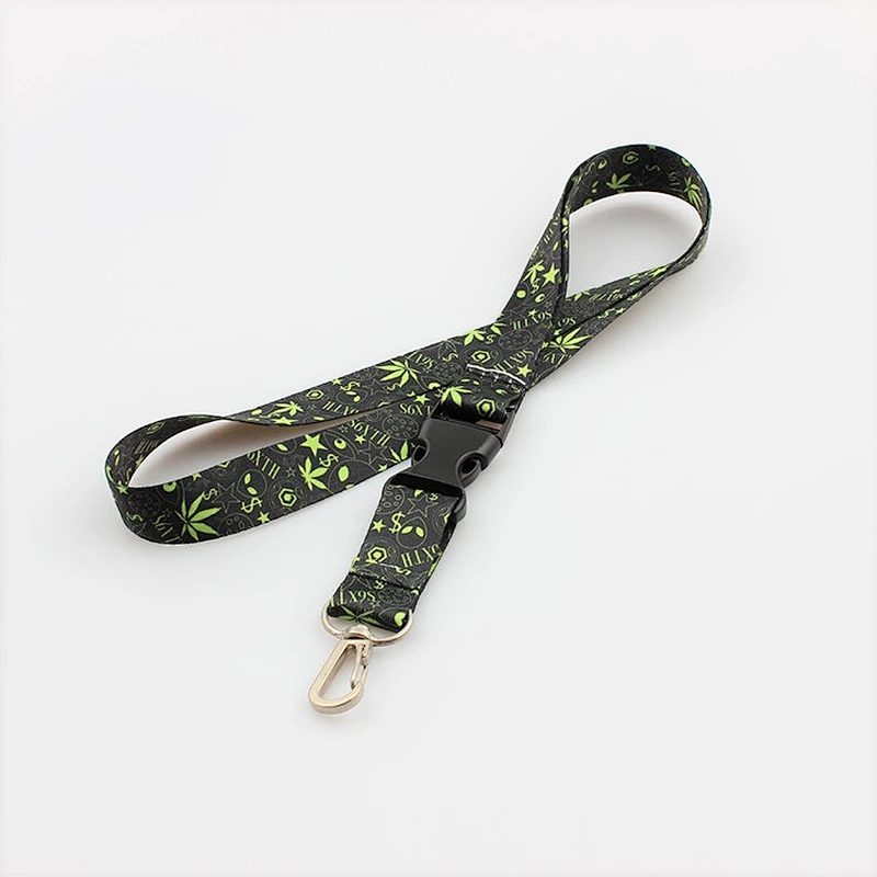 Factory cheap custom printed polyester lanyard with metal hook