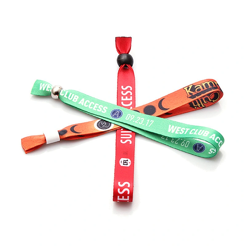 Factory beautiful printing polyester wristband with plastic slider