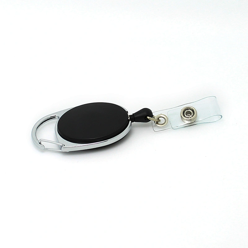 Custom high quality promotion carabiner badge reel with belt clip