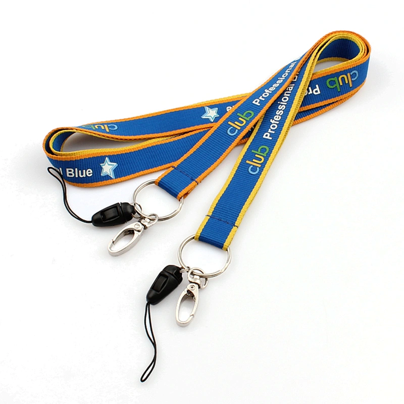 Promotion cheap polyester silk screen lanyard custom with metal bulldog clip for exhibition gift