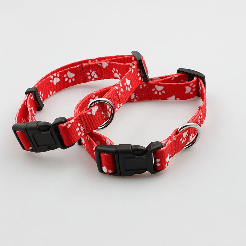 Adjustable decorative polyester dog collar with breakaway bickle