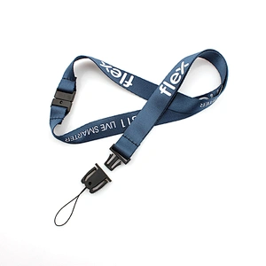 Custom logo nylon keychain holder lanyard navy