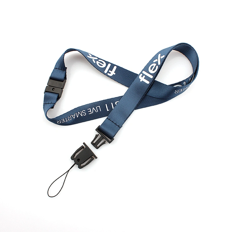 Custom logo nylon keychain holder lanyard navy