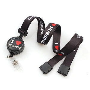 Promotional Sublimated Lanyard Printed Exhibition Rivet Lanyard With Id Badge Holder