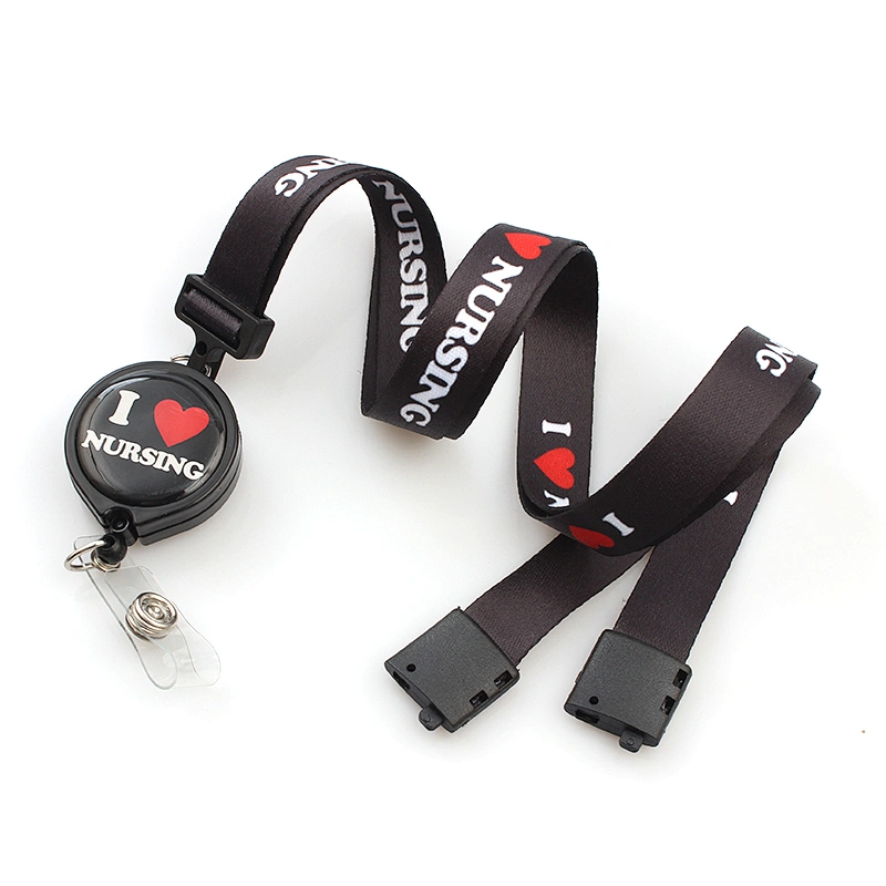 Promotional Sublimated Lanyard Printed Exhibition Rivet Lanyard With Id Badge Holder