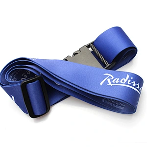 Custom adjustable travel luggage suitcase strap with plastic buckle