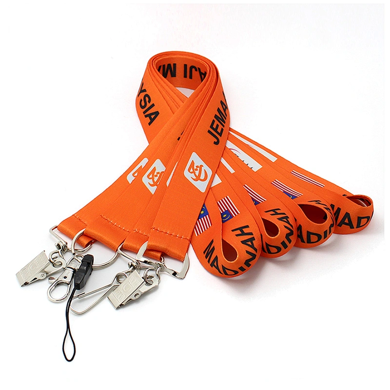 Cheap custom promotion heat transfer printed satin lanyard